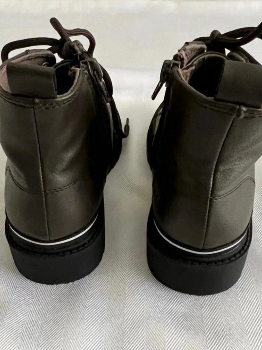 Olive Green Lace-Up Combat Boots - Boys